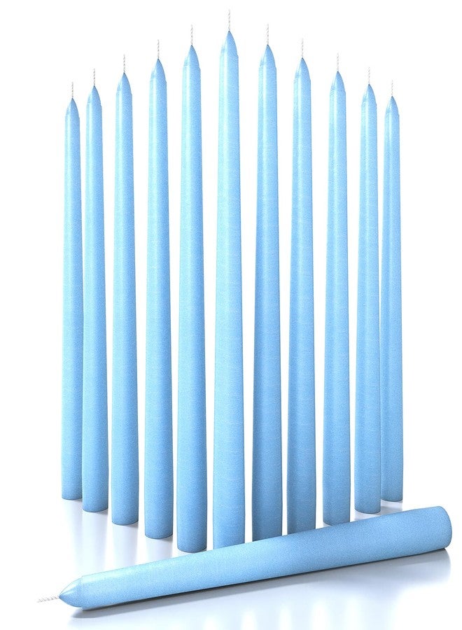 CANDWAX 12 inch Taper Candles Set of 12 - Dripless and Smokeless Candle Unscented - Slow Burning Candle Sticks - Baby Blue Candles - Image 1